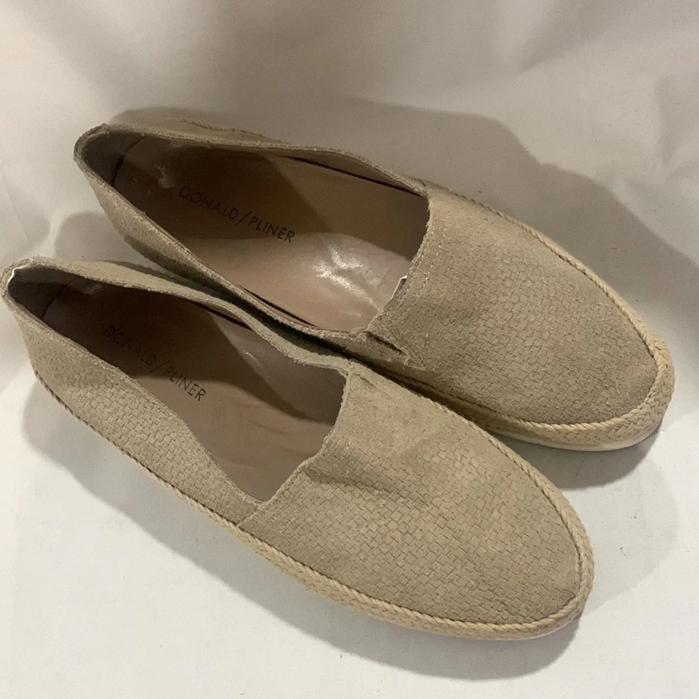 DONALD J. PLINER Nubuck Suede Basketweave Espadrille Flat Slip On Sneakers